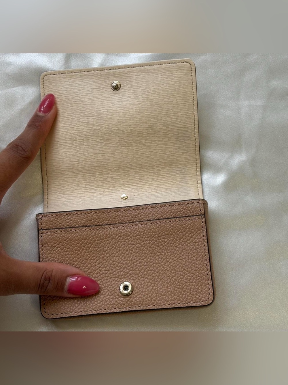 kate spade Two-Tone Pebbled Leather Bifold Wallet - Brown & Cream - Picture 2 of 3